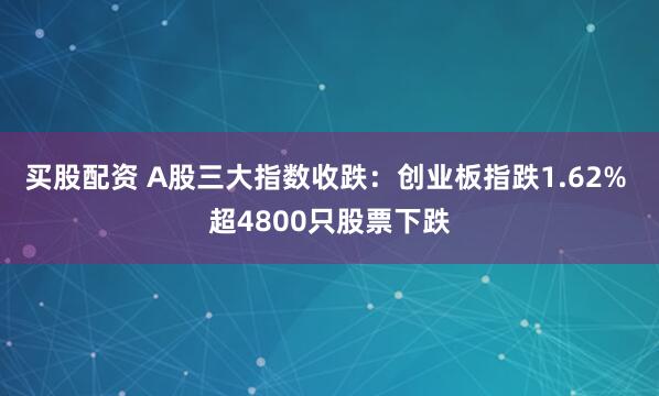 买股配资 A股三大指数收跌：创业板指跌1.62% 超4800只股票下跌
